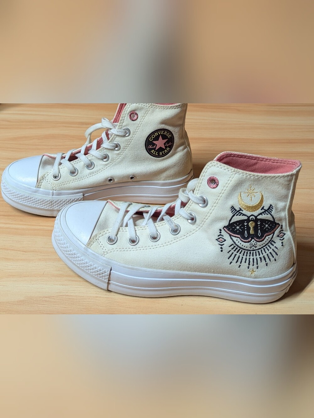 Converse Lift Celestial Moth Fairy Grunge Whimsigoth Coquette Platform Shoes 6